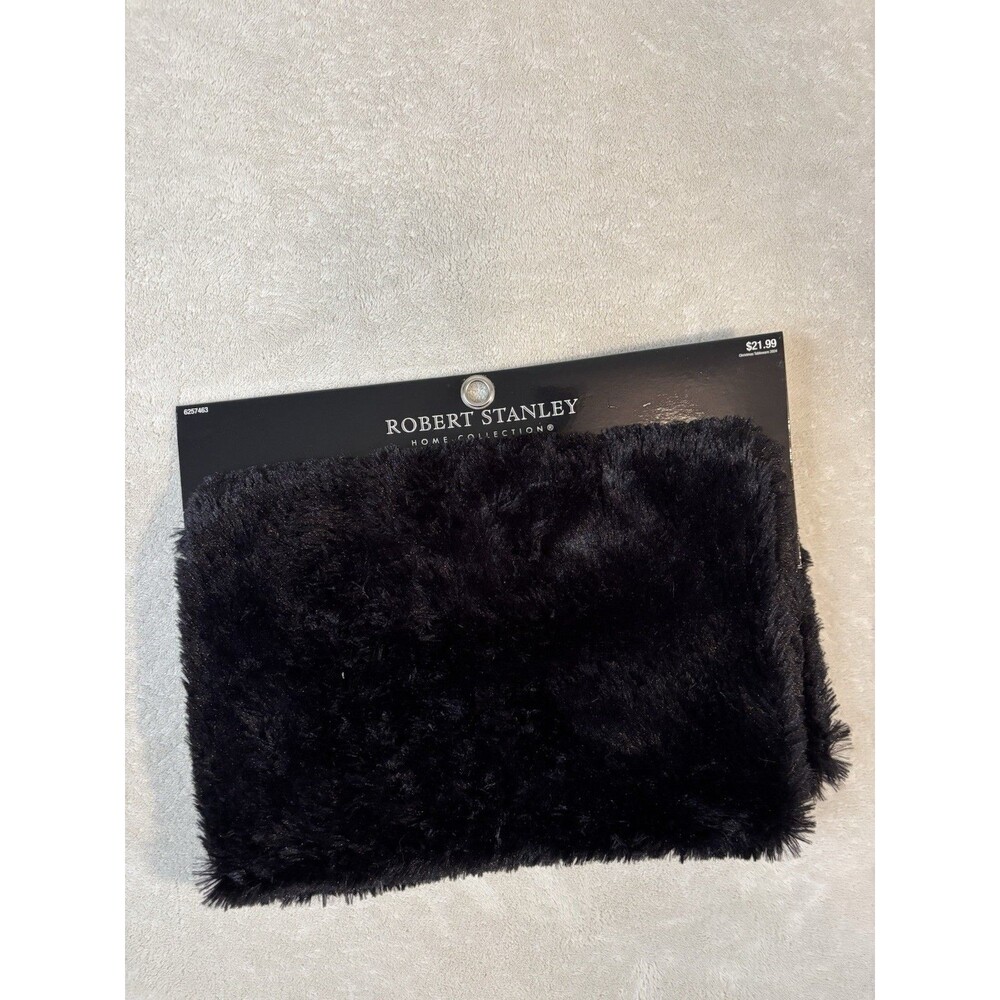 Faux Fur Table Runner Black 72" X 13" Robert Stanley Home  NWT